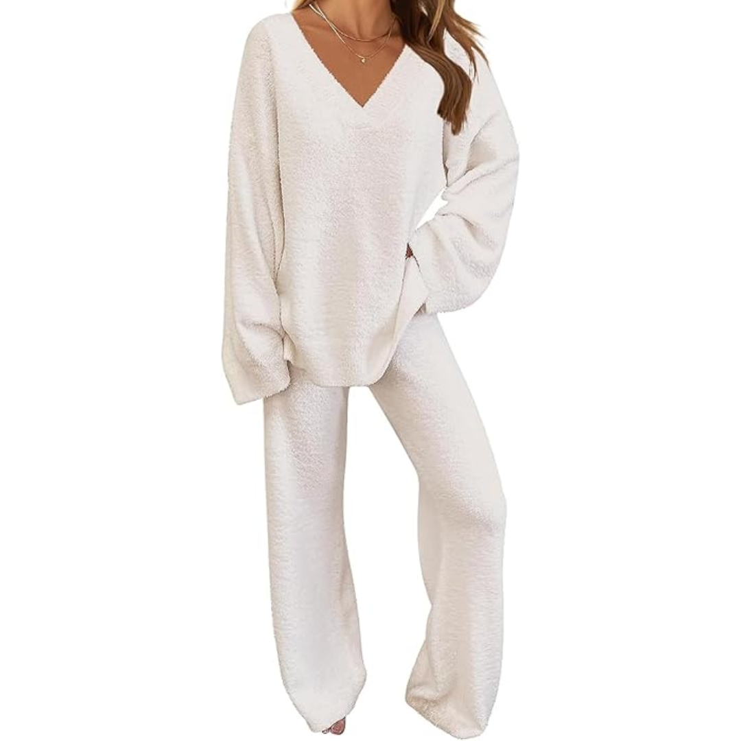 Rianne | Zacht fleece lounge set met wijde broek 0