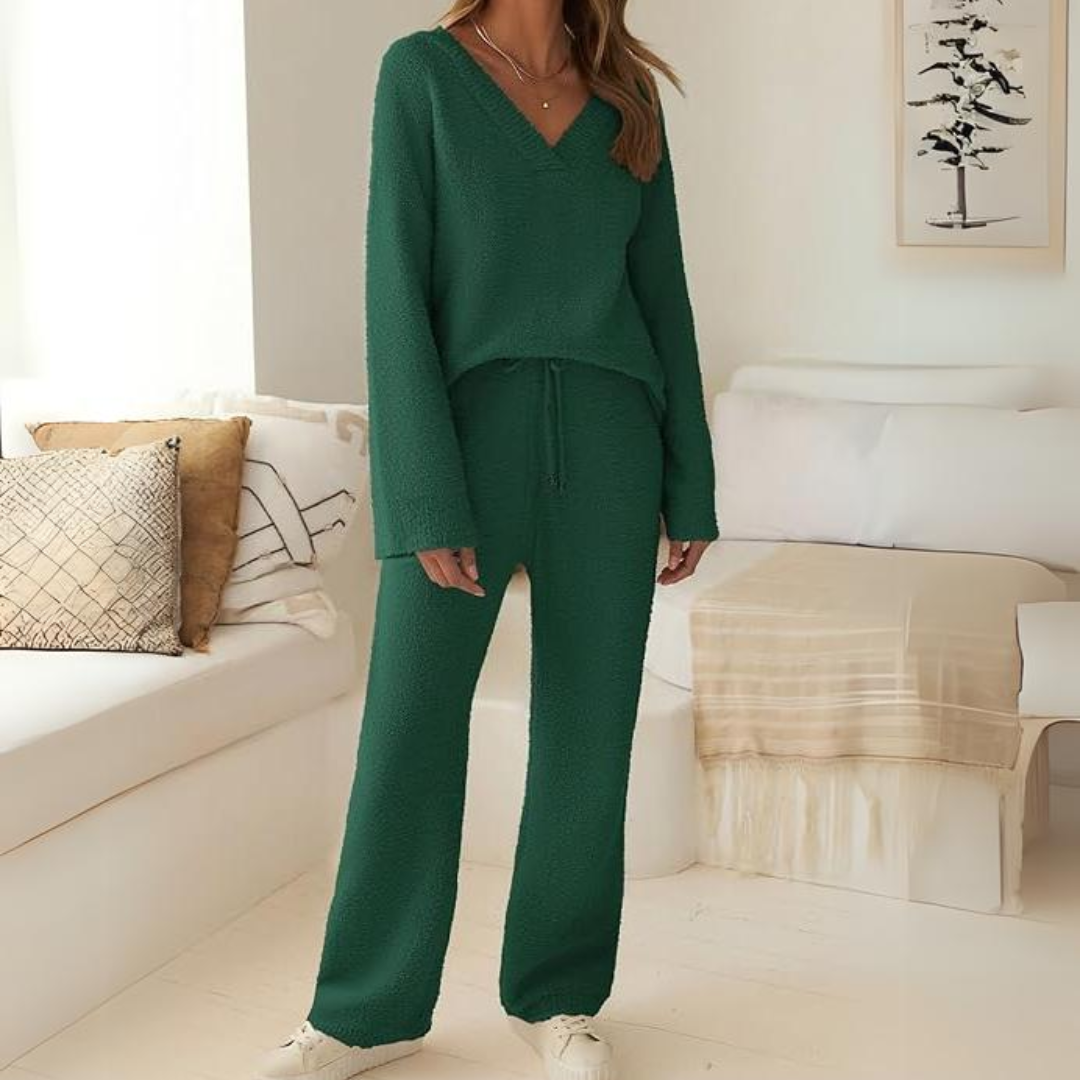 Rianne | Zacht fleece lounge set met wijde broek 8
