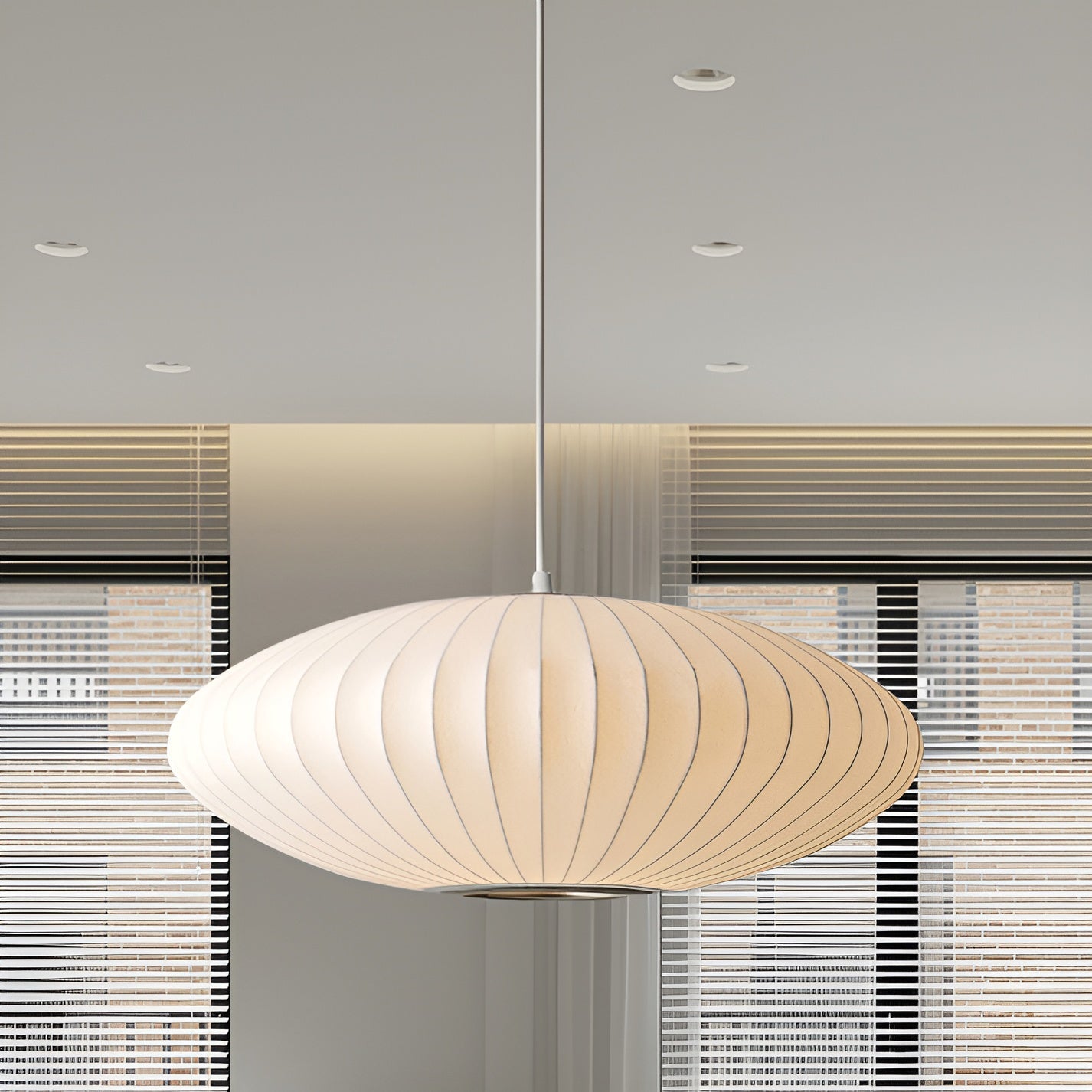 RoundRipples | Witte stoffen hanglamp met ronde luifel 1