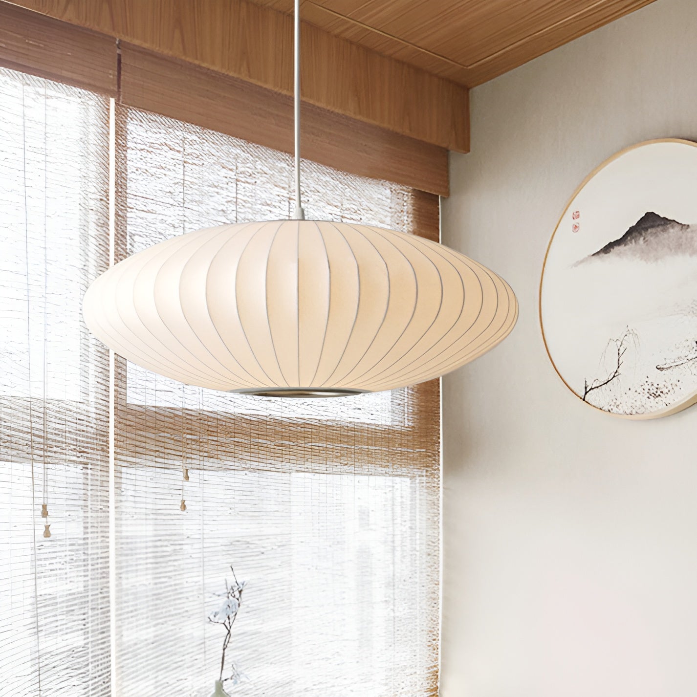 RoundRipples | Witte stoffen hanglamp met ronde luifel 2