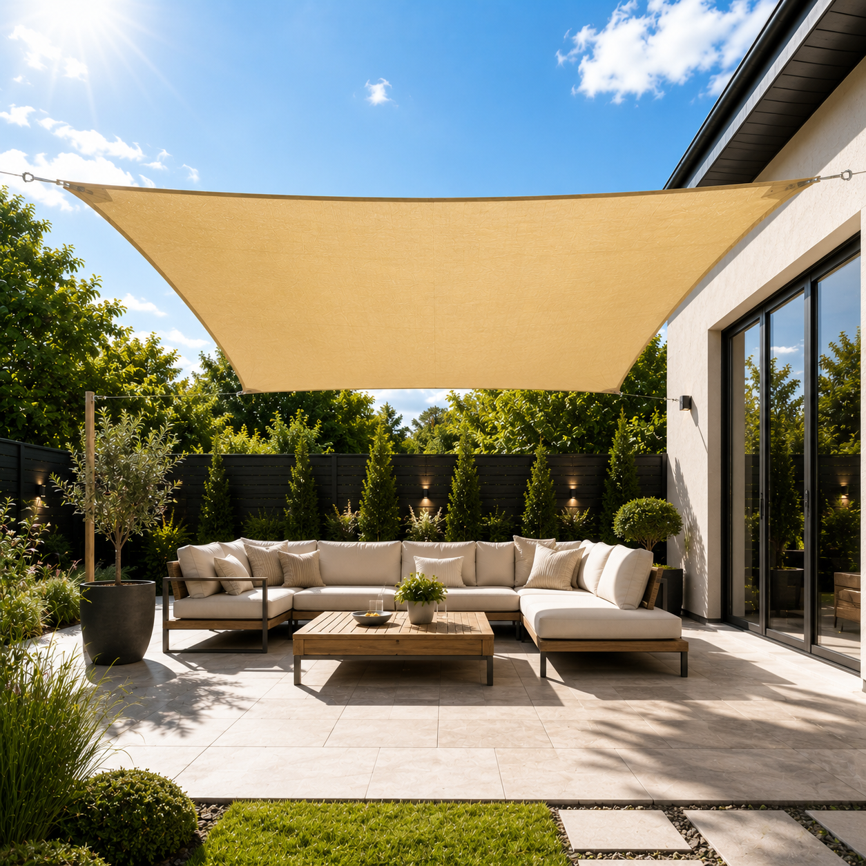 Ruimtebesparend Gecoat Schaduwdoek Voor De Tuin | Navando 