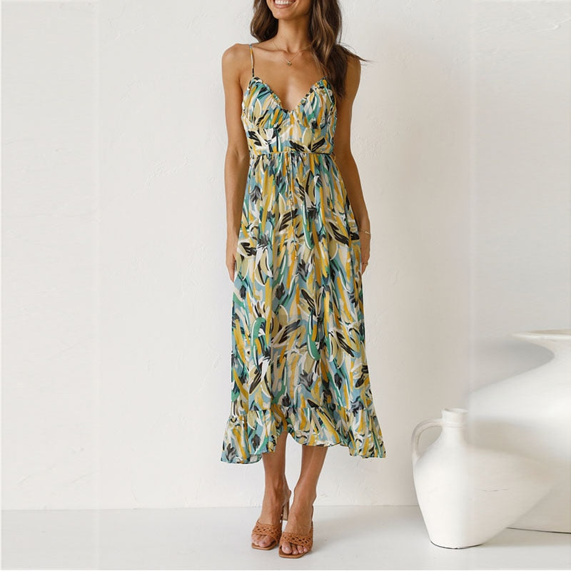 Louisa - Maxi Zomerjurk met print