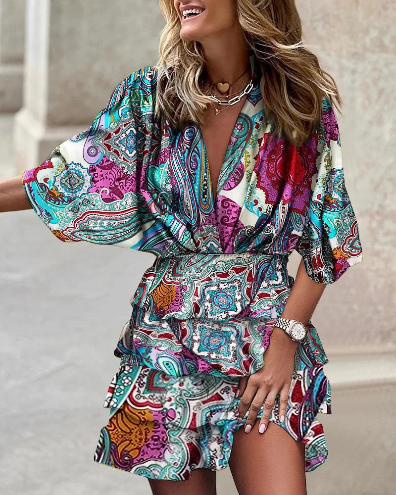 Robe Jasmia - Mini Robe Stylée à Imprimé