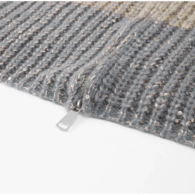 Alyssa - Comfortabel en Stijlvol Gebreid Vest met Rits en Glitters