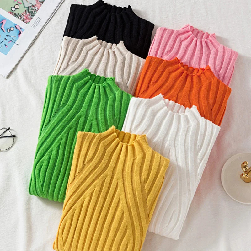 Nina - Winter effen slanke gebreide trui