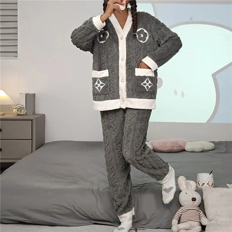 Sara | Comfortabele koraalfleece pyjama set 6