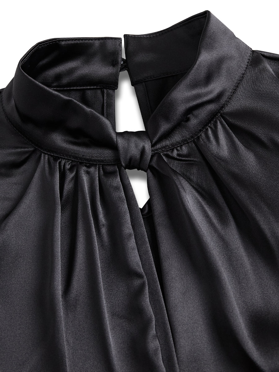 Satijnen Blouse Met Sleutelgatuitsnijding | Navando 