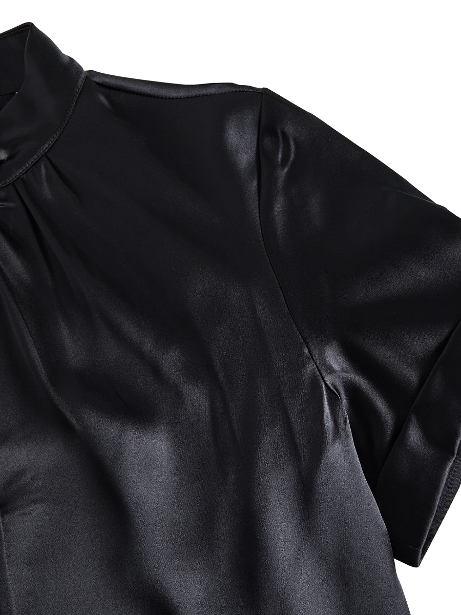 Satijnen Blouse Met Sleutelgatuitsnijding | Navando 