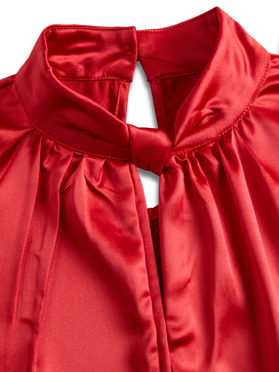 Satijnen Blouse Met Sleutelgatuitsnijding | Navando 