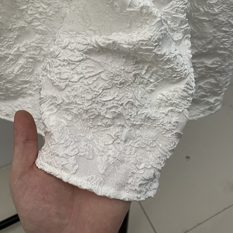 Lola  - Stijlvolle Mini Jurk met Plooien en Pof Mouwen voor Dames