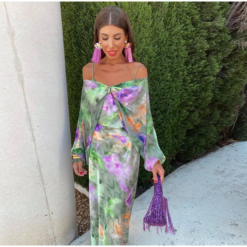 Valentina - elegant corset lang jurk met afneembare sjaal