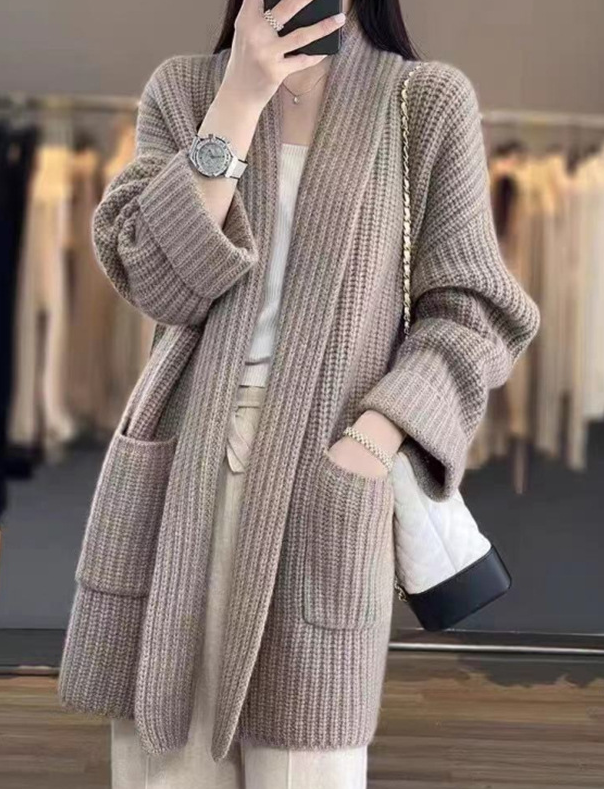 Joanne - Oversized Gebreid Vest met Zakken voor Dames