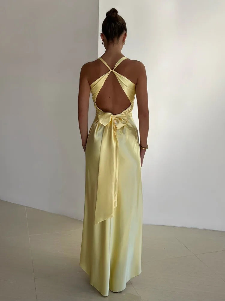 Jurk_Dames_Maxi_Zomer_Butter_Yellow_V-Hals_Victoria_Mae