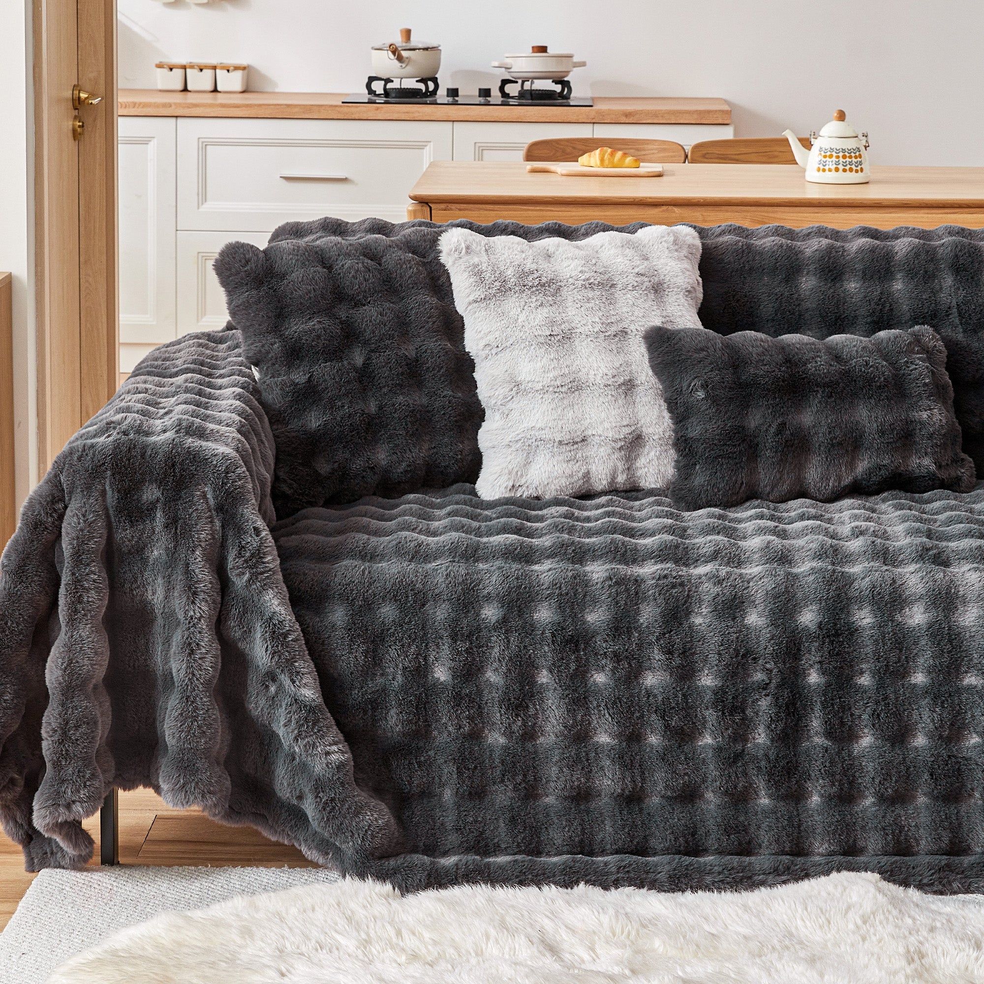 Sierkussenhoes | Imitatiebont met verborgen ritssluiting 4