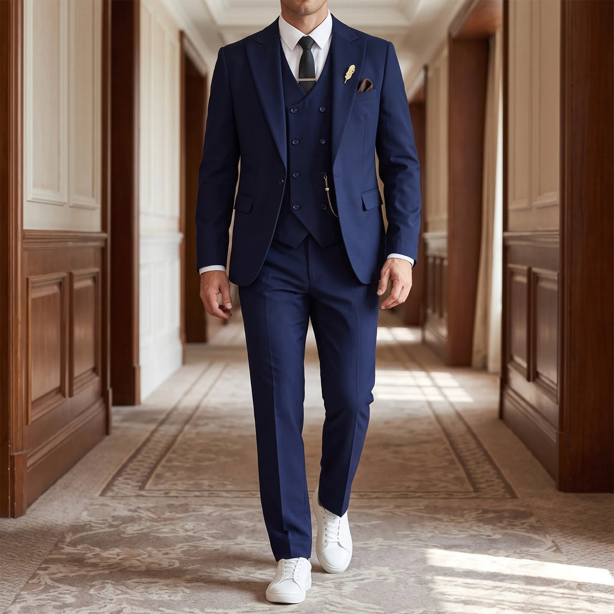 Slim-Fit Driedelig Herenkostuum Voor Sneakers