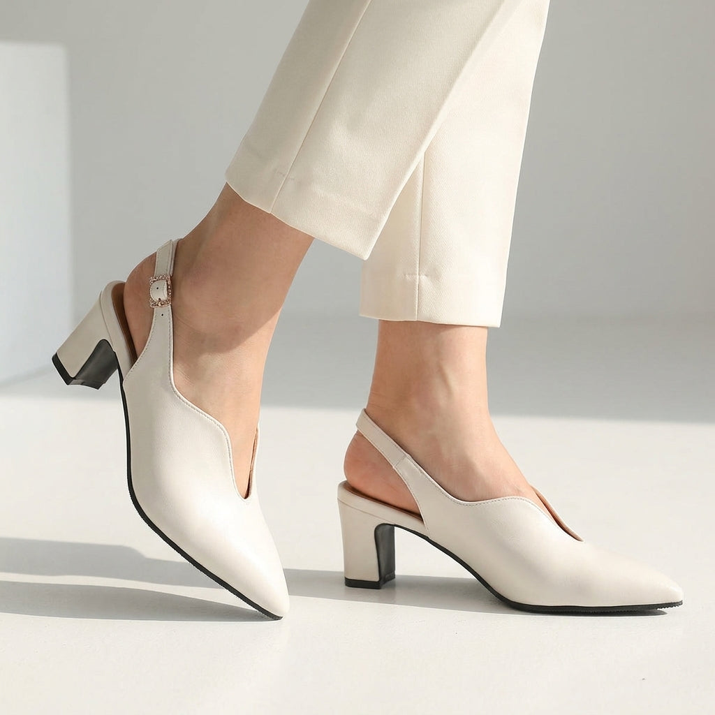 Slingback Pumps Met Blokhak | Navando