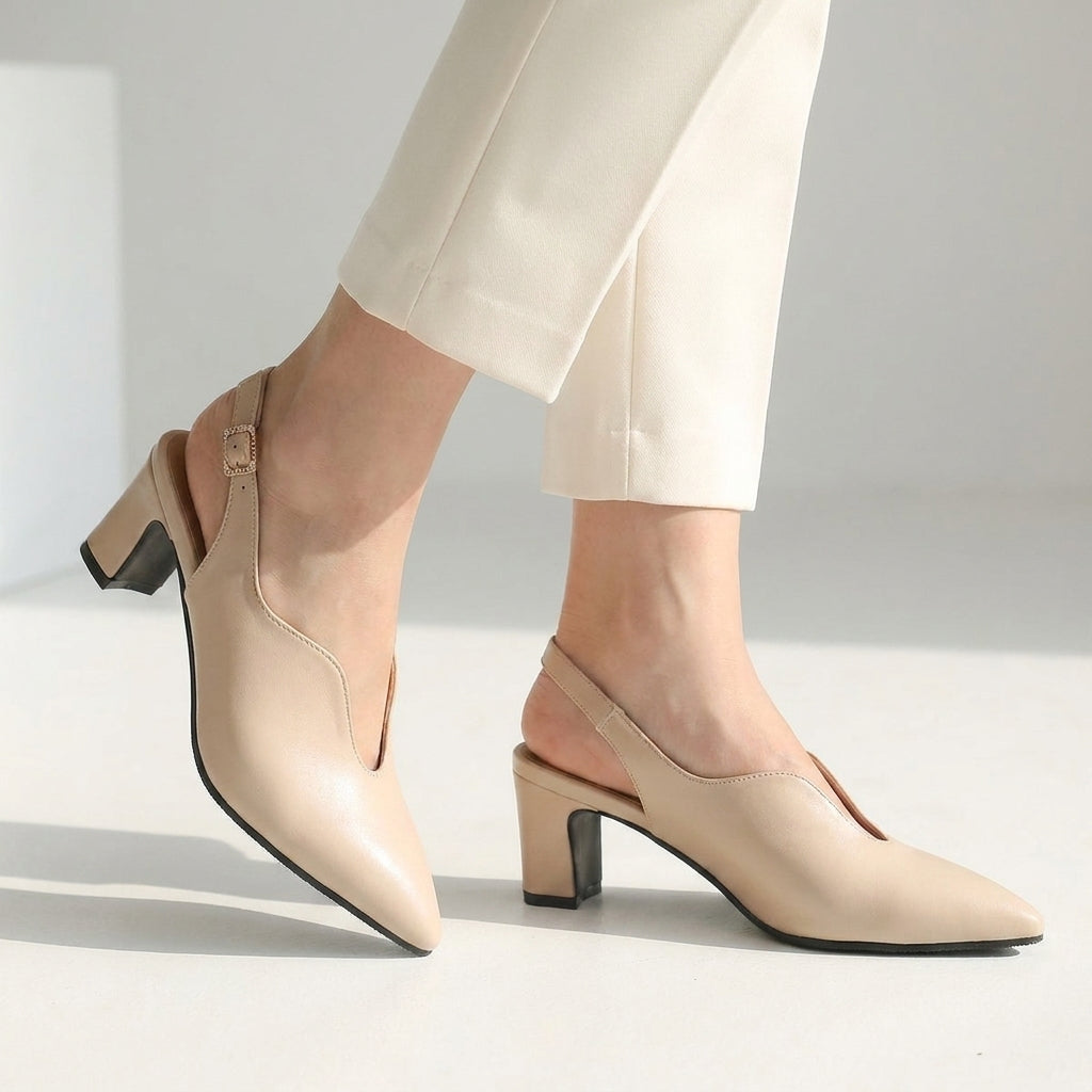 Slingback Pumps Met Blokhak | Navando