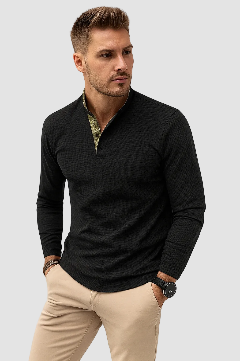 Smart-Casual Heren Poloshirt Met Lange Mouwen | Navando