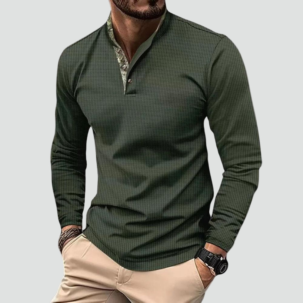 Smart-Casual Heren Poloshirt Met Lange Mouwen | Navando