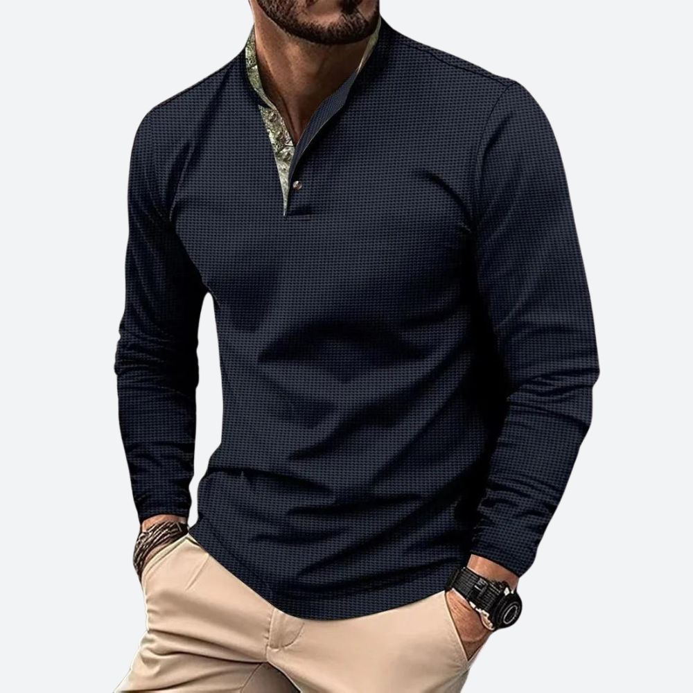 Smart-Casual Heren Poloshirt Met Lange Mouwen | Navando
