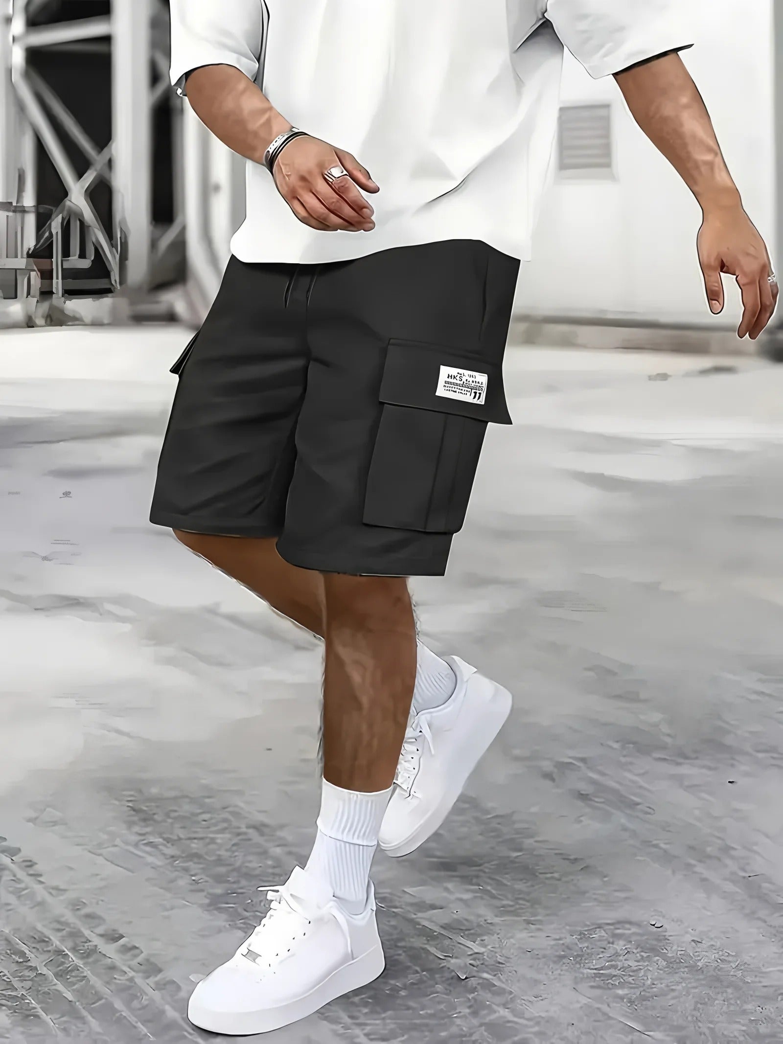 Sneldrogende Lichtgewicht cargo shorts met meerdere zakken Zwart