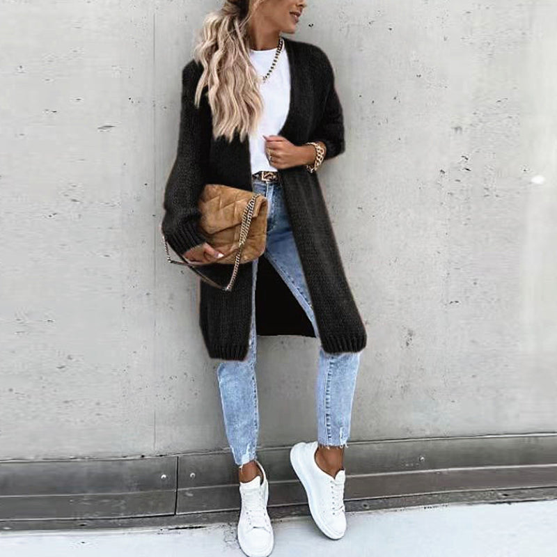 Elena - Comfortabel Lang Gebreid Vest met Zakken voor Dames