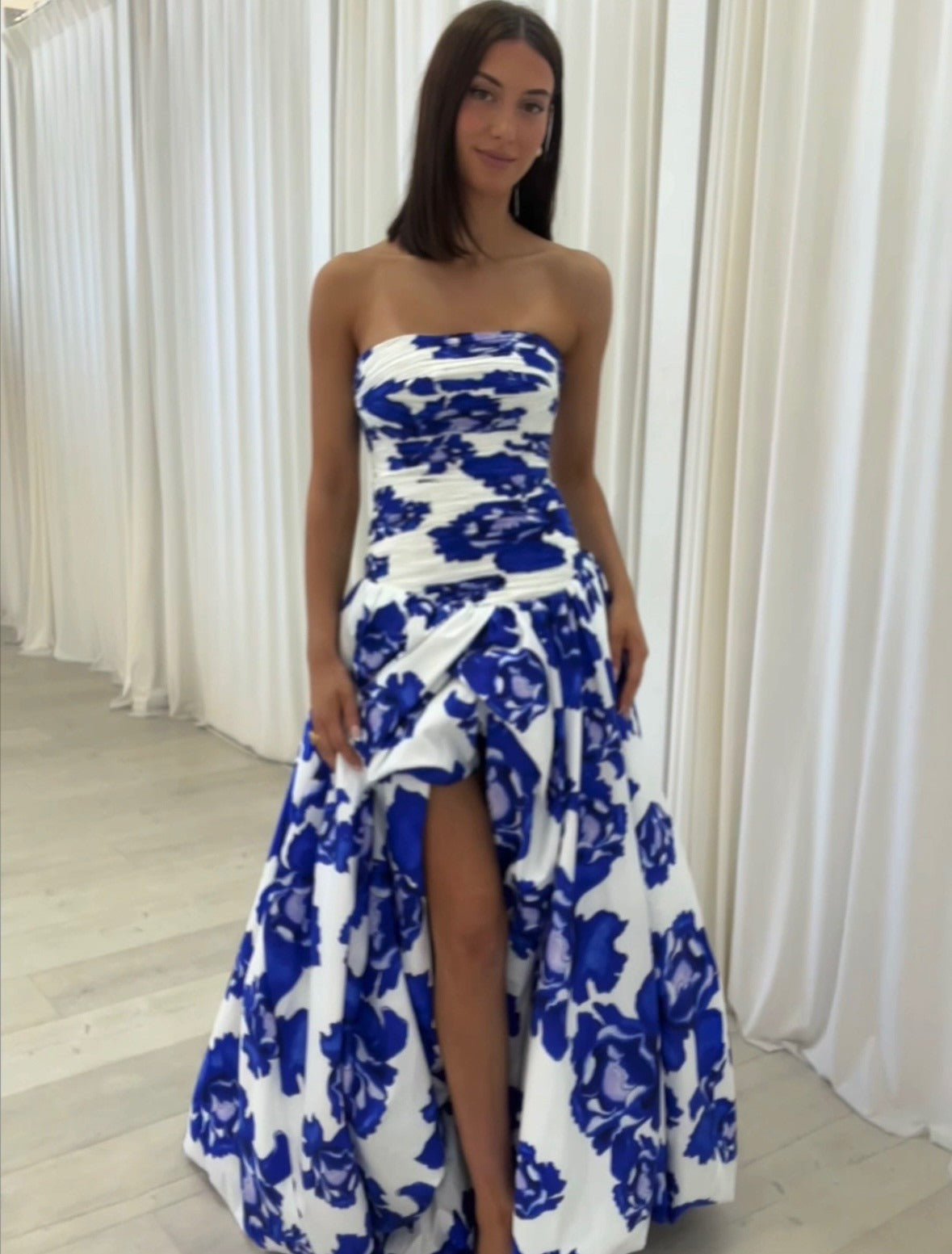 Strapless Maxi-Jurk Met Bloemenprint | Navando 