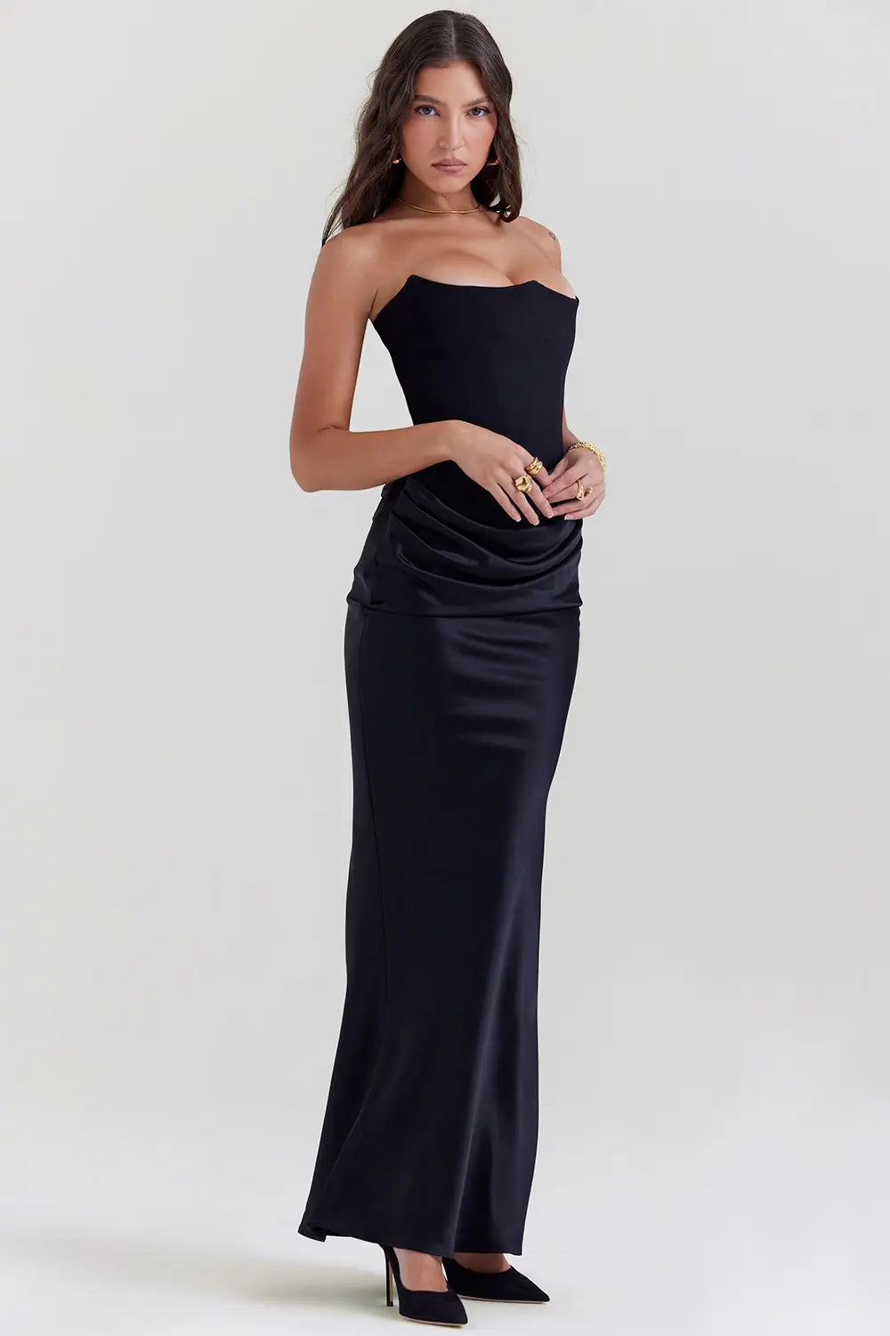 Strapless Maxi-Jurk Met Korset | Navando 