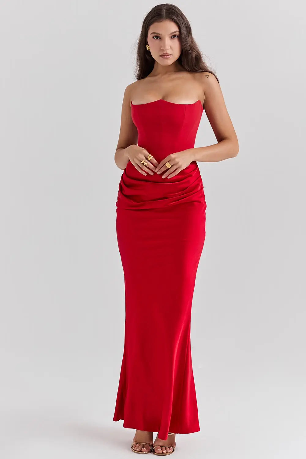 Strapless Maxi-Jurk Met Korset | Navando 