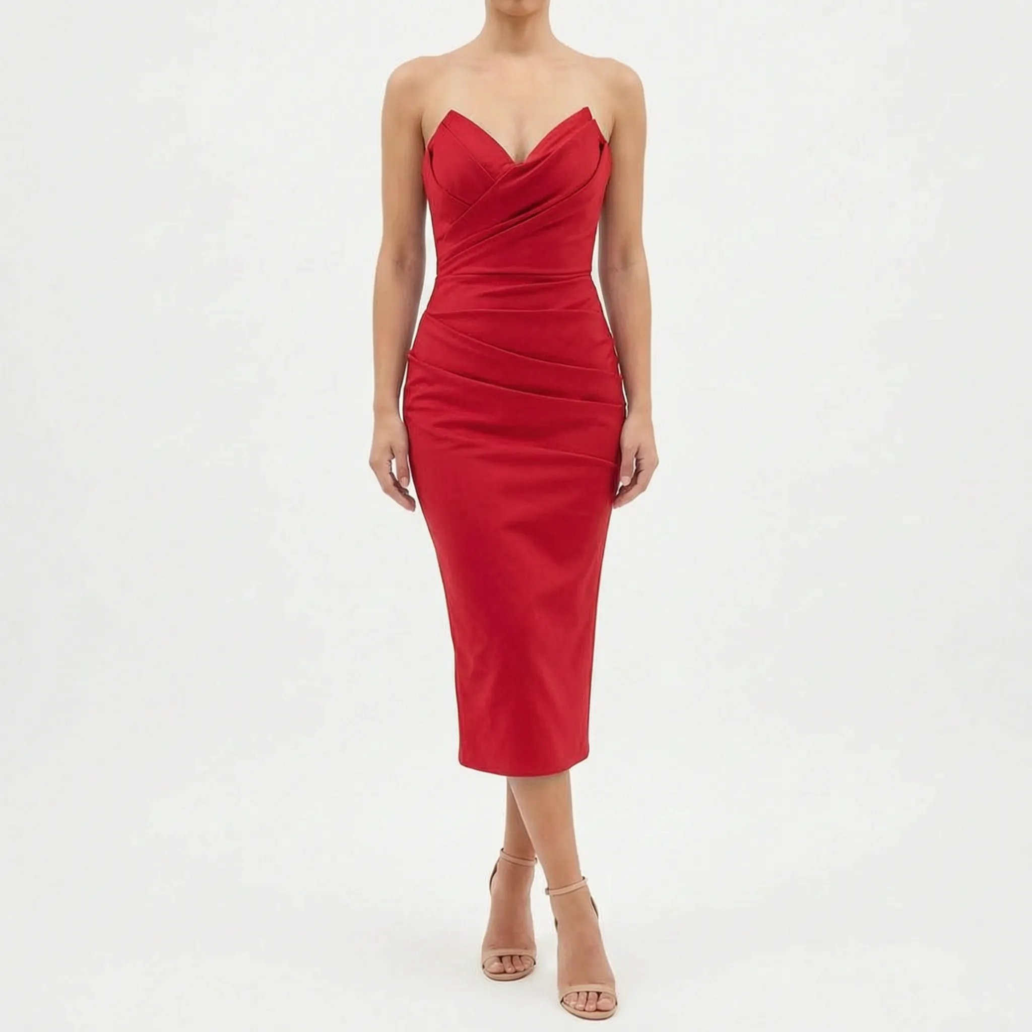 Strapless Midi-Jurk | Navando 