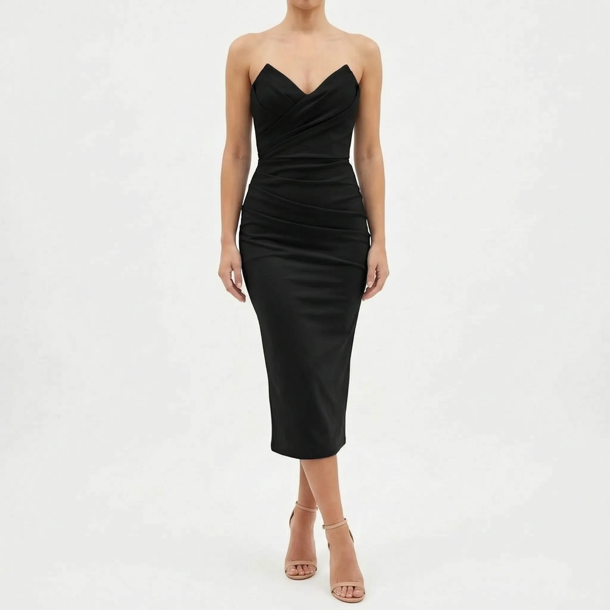 Strapless Midi-Jurk | Navando 