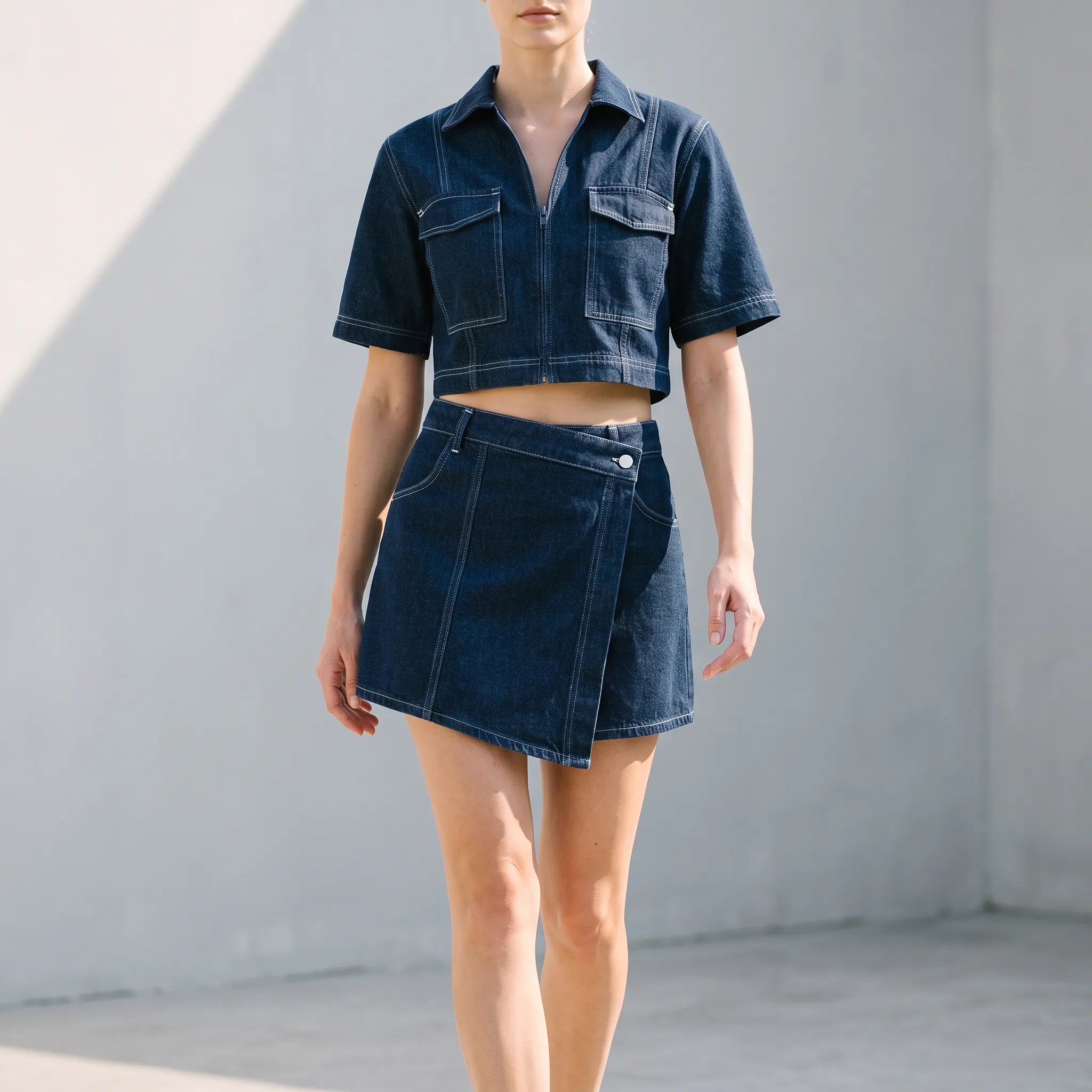 Tweedelige Set Dames Met Opvallende Stiksels | Navando 