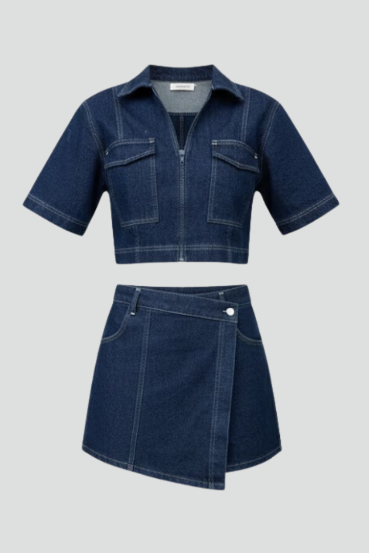 Tweedelige Set Dames Met Opvallende Stiksels | Navando 