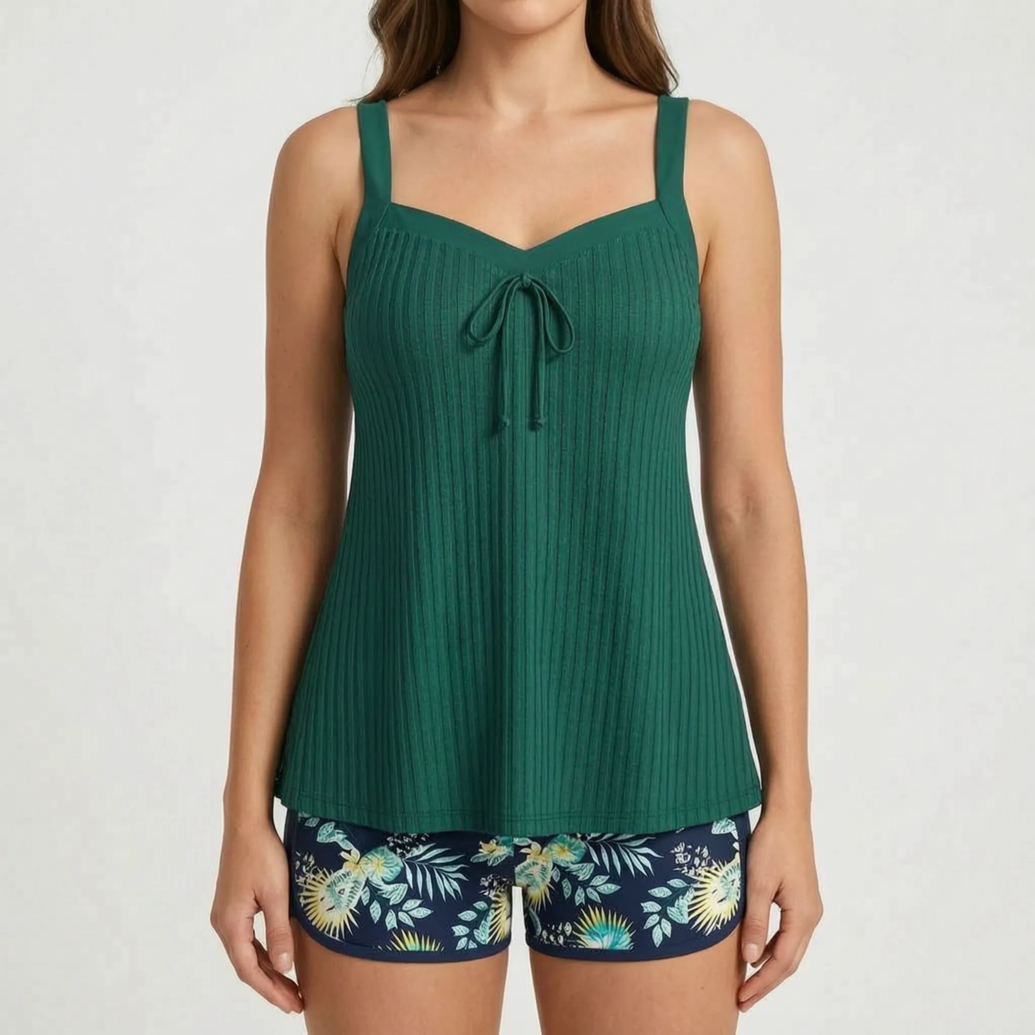 Tweedelige Tankini Met Geribbelde Textuur | Navando 