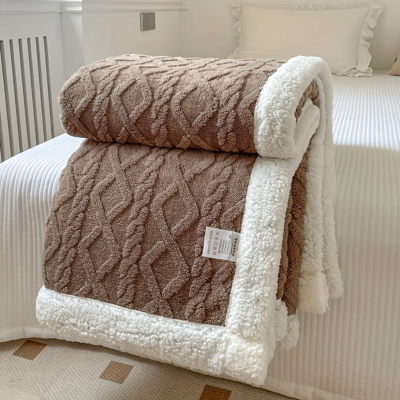 Valerie | Geometrisch Geweven Omkeerbare Fleece Plaid