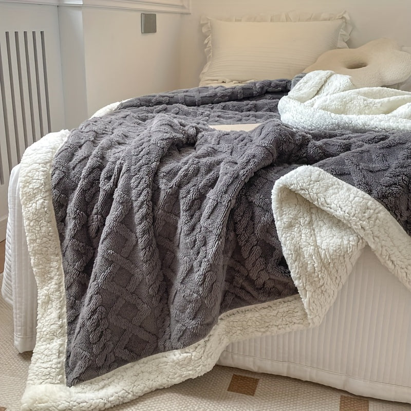 Valerie | Geometrisch Geweven Omkeerbare Fleece Plaid