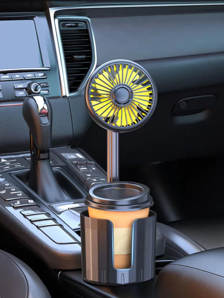 Verstelbare USB Autoventilator Met Bekerhouder | Navando