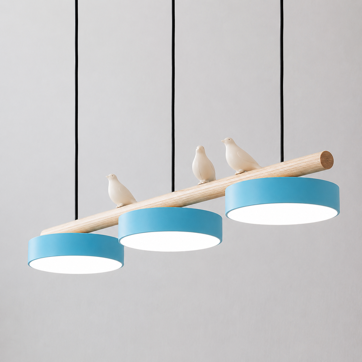 Verstelbare vogel hanglamp met LED-lichtbron blauw