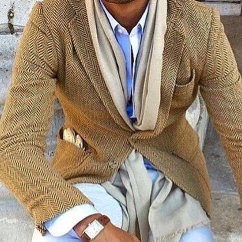 Vintage | Visgraatwol blend blazer met revers 4