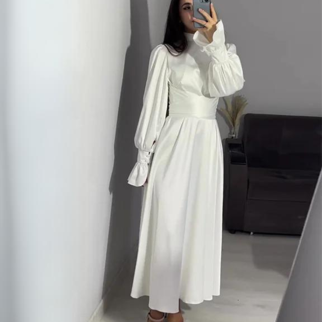 Leandra - Robe soyeuse à manches longues