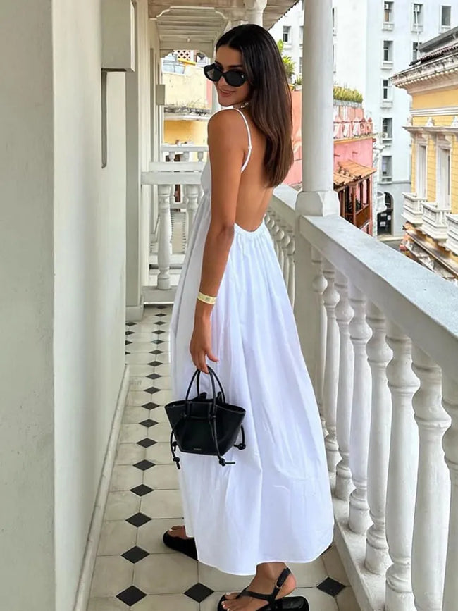 Witte Zomerse Maxijurk | Navando