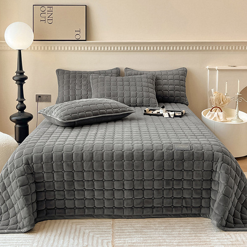Zachte sprei | Moderne vierkante textuur beddensprei 18