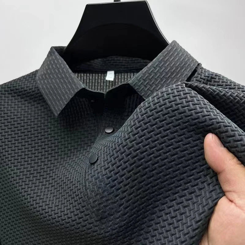 Zakelijk | Korte mouwen poloshirt met motief van ademend polyester 10