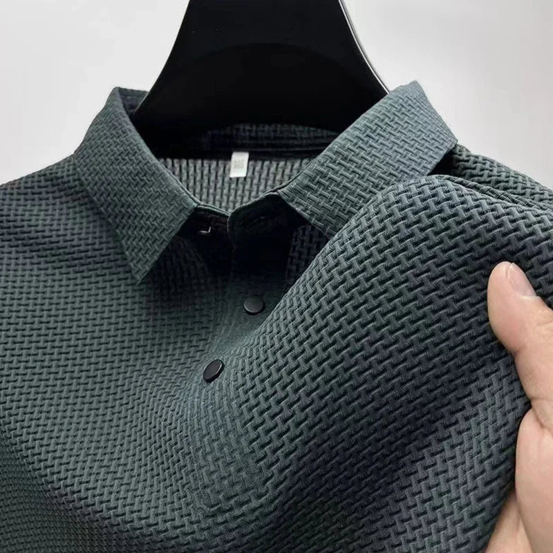 Zakelijk | Korte mouwen poloshirt met motief van ademend polyester 3
