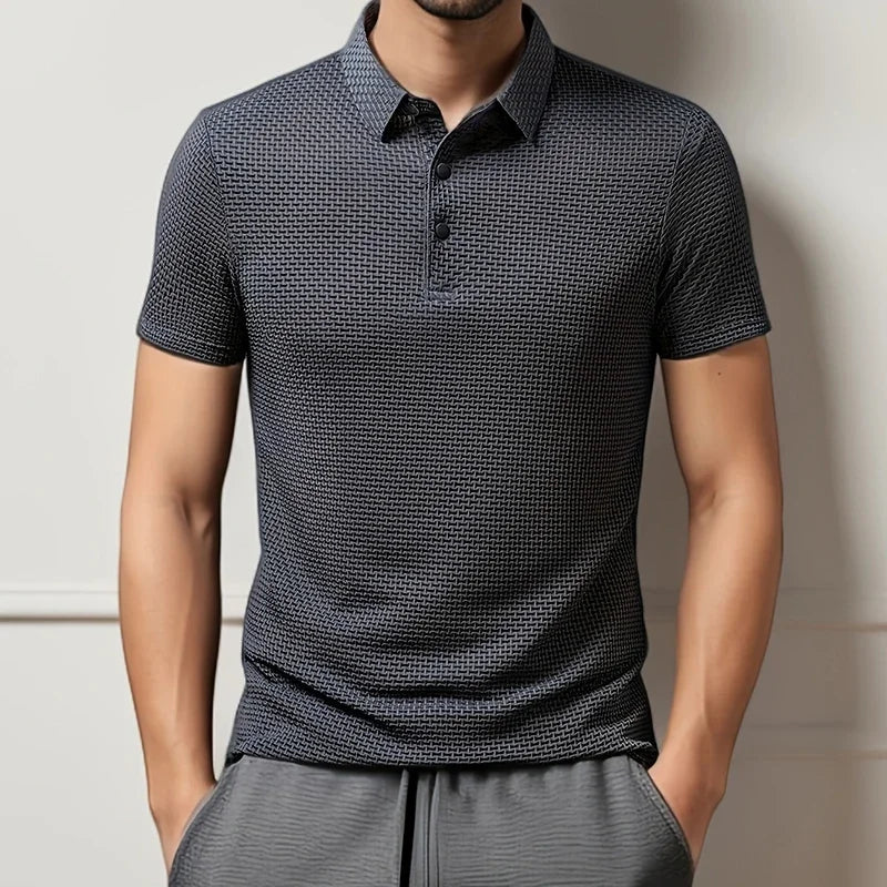Zakelijk | Korte mouwen poloshirt met motief van ademend polyester 5