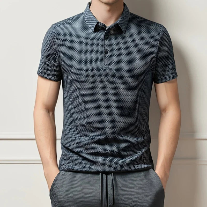 Zakelijk | Korte mouwen poloshirt met motief van ademend polyester 6