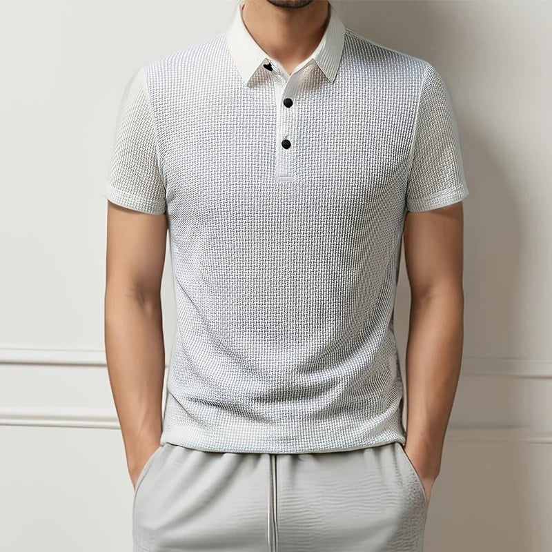 Zakelijk | Korte mouwen poloshirt met motief van ademend polyester 7