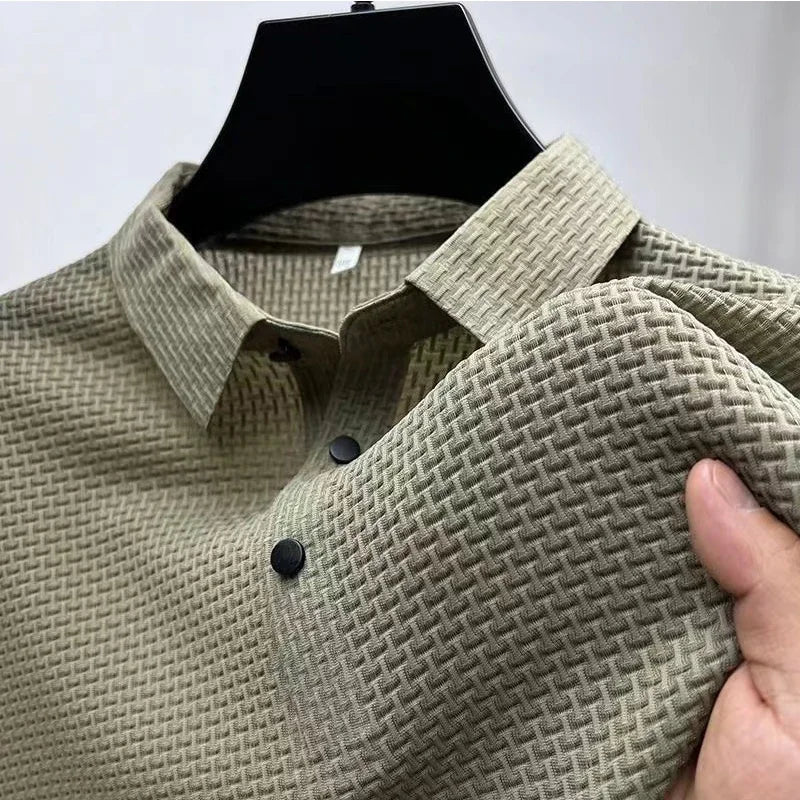 Zakelijk | Korte mouwen poloshirt met motief van ademend polyester 9