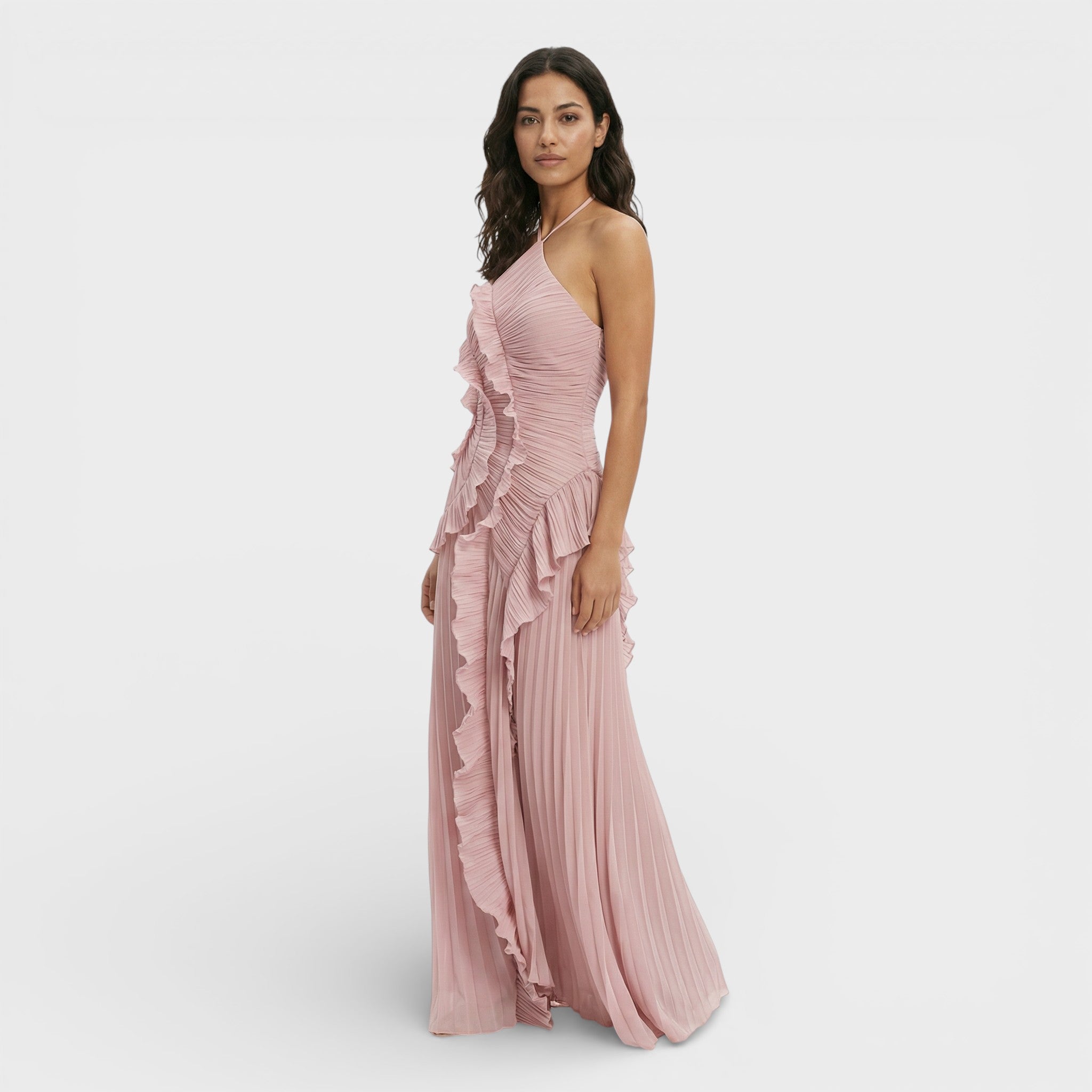 Zomermode | Lange Geplooide Halterjurk 4