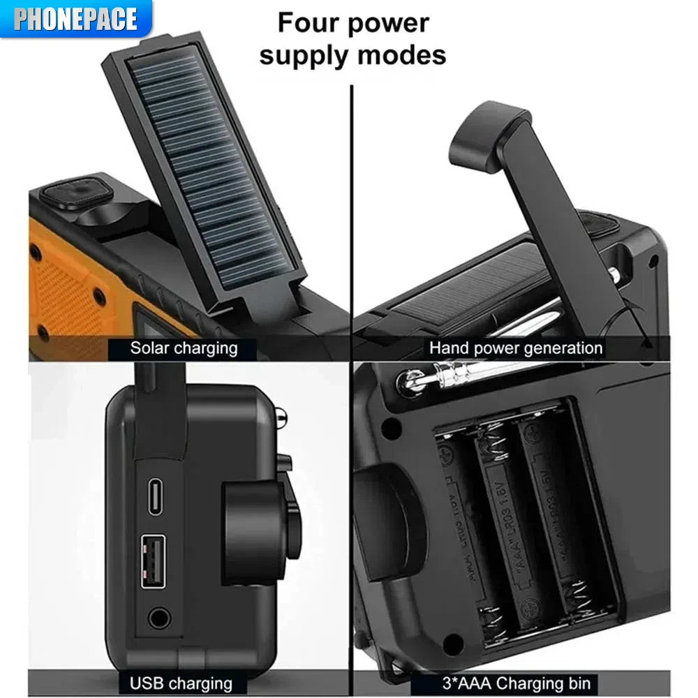 Zonne-energie Noodradio | Opwindbaar met USB-uitgang en SOS-alarm 3